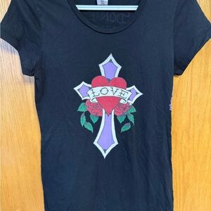 Ed Hardy Black T-Shirt with Vibrant Graphic